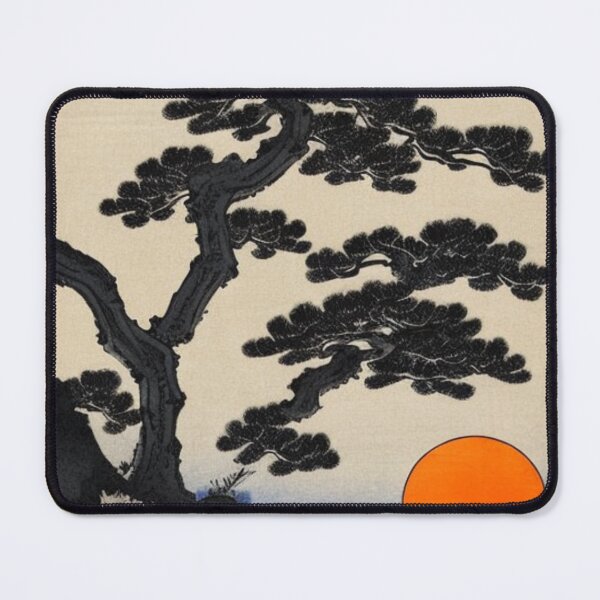 Item preview, Japanese Style Art "Bansi over Sunset" in the Mountains, With Blue Sky and orange Rising Sun  designed and sold by 9000MilesToHome.