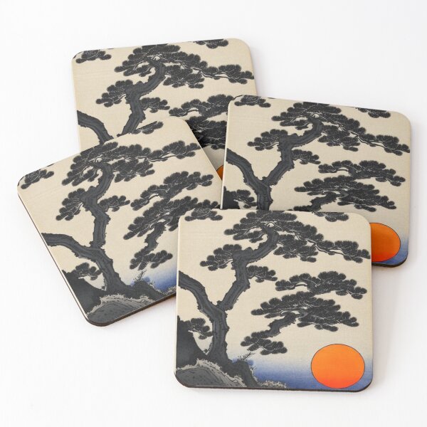 Item preview, Japanese Style Art "Bansi over Sunset" in the Mountains, With Blue Sky and orange Rising Sun  designed and sold by 9000MilesToHome.