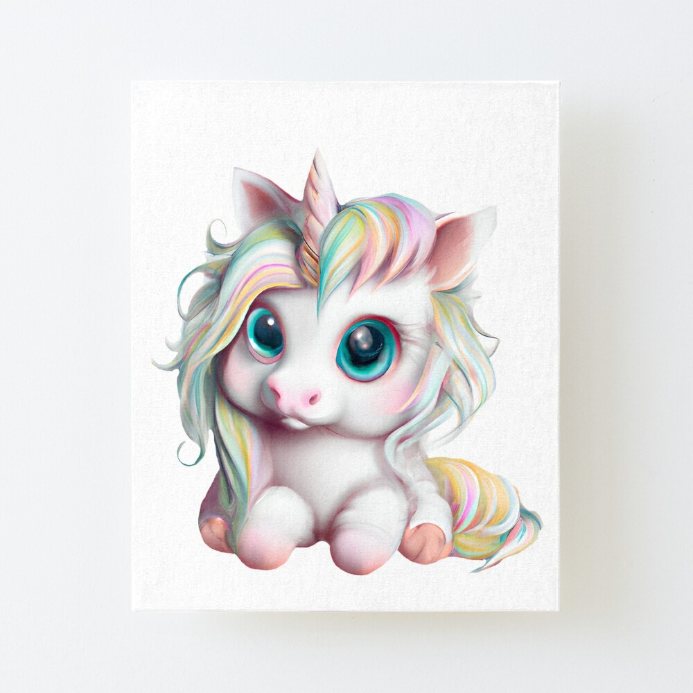 Cute baby unicorn character. Black line drawing - SuperStock