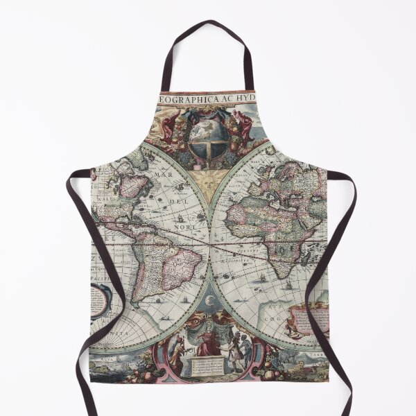 Item preview, Decorative Baroque World Map | A Masterpiece of Dutch Cartography, Adorned with Whimsical Illustrations and Mythical Scenes designed and sold by Strad Digital ART.