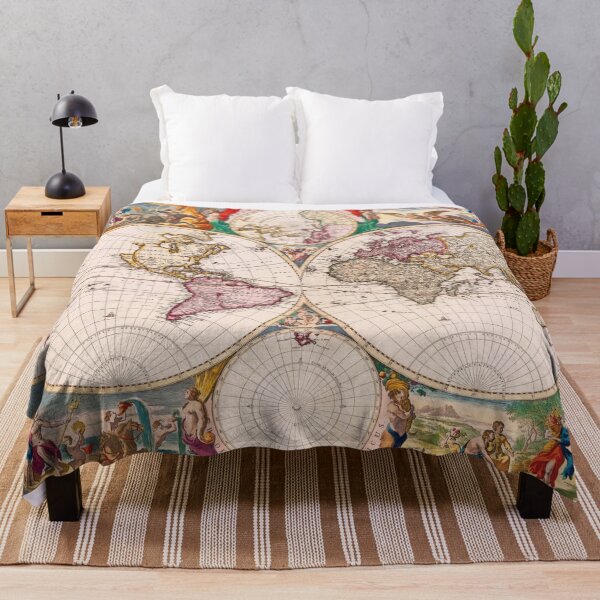 Item preview, Discover the World in 1658 | Stunning Engraved Double Hemisphere Map with Mythological Border Illustrations designed and sold by Strad Digital ART.