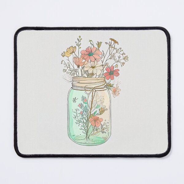 Item preview, mason jar with flowers designed and sold by Rosiere Donahue ⭐️ ⭐️ ⭐️ ⭐️ ⭐️.