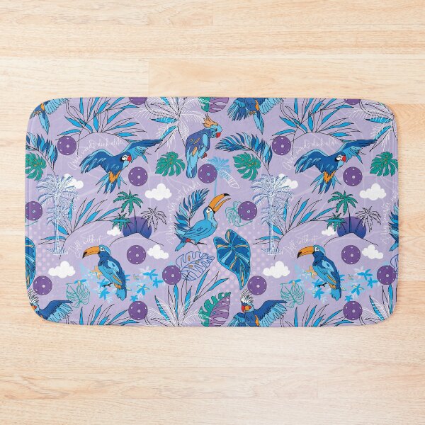 Item preview, Periwinkle pickleball with tropical birds designed and sold by EvieWoj.