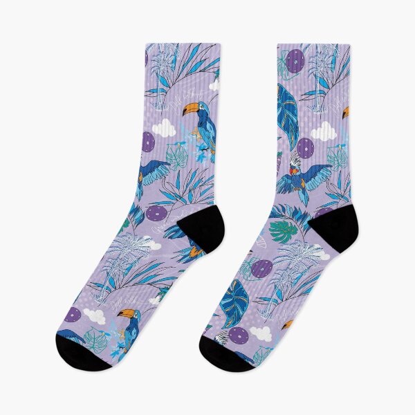 Item preview, Periwinkle pickleball with tropical birds designed and sold by EvieWoj.