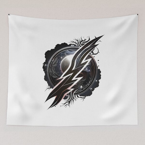 Item preview, Black Tribal Lightning Bolt designed and sold by ShadowAndSlate.