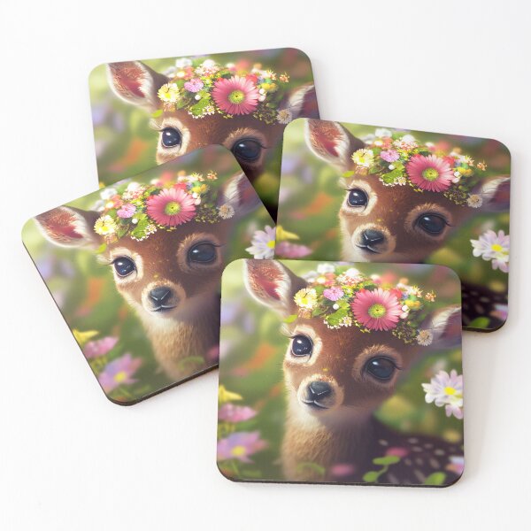 Item preview, Flowery Deer Fawn Surrounded by Flowers designed and sold by Expressive Vision.