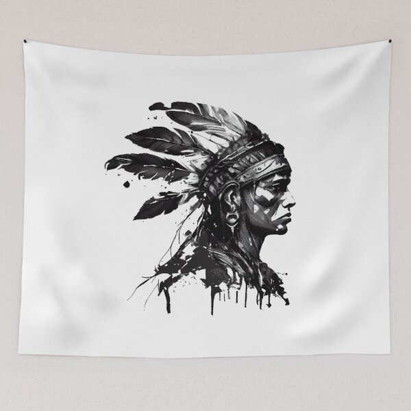 Item preview, Aztec Warrior in Black Ink designed and sold by ShadowAndSlate.