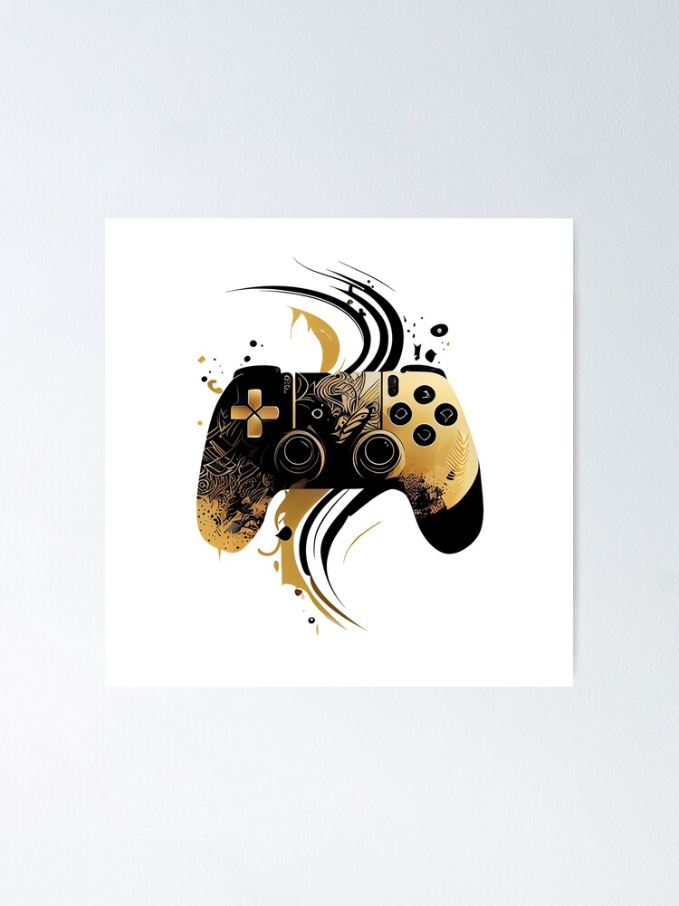 Abstract Gamepad Wall Art Poster, Gaming Console Wall Art Print on