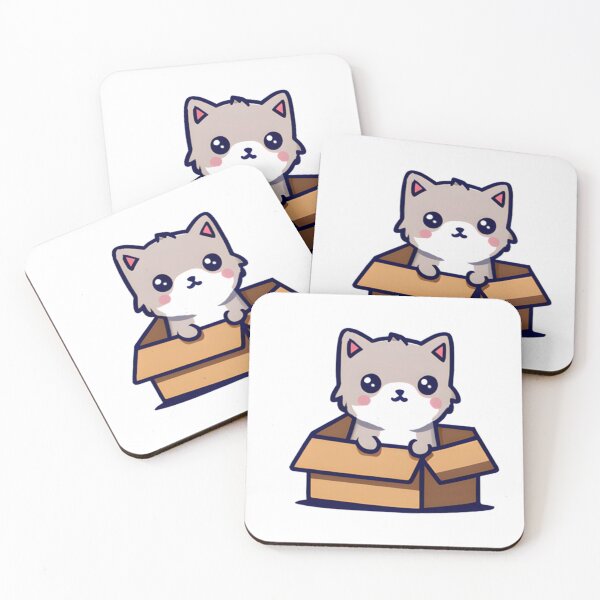 Item preview, Small kawaii cat in a cardboard box designed and sold by NathalieRached.