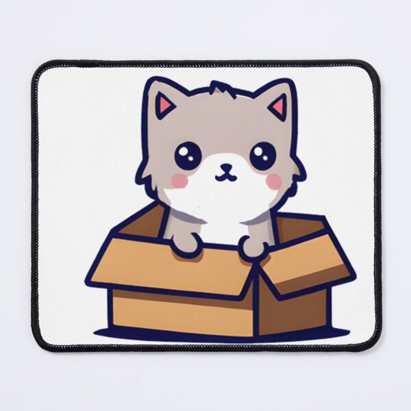 Item preview, Small kawaii cat in a cardboard box designed and sold by NathalieRached.