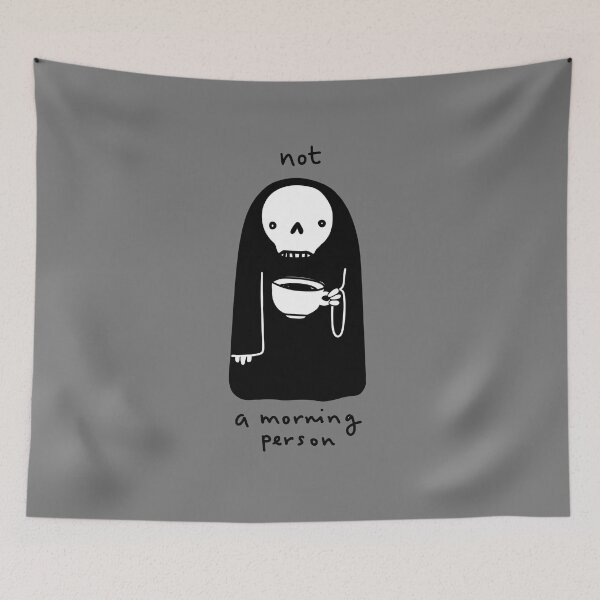 Item preview, Not a morning person skeleton death designed and sold by BoredCatCo.