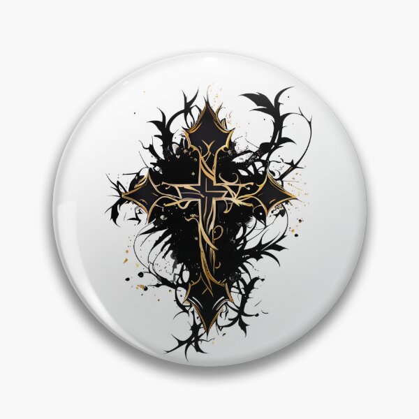 Artikelvorschau, Tribal Dark Gothic Cross with Gold Highlights entworfen und verkauft von ShadowAndSlate.