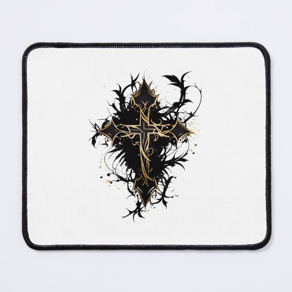 Item preview, Tribal Dark Gothic Cross with Gold Highlights designed and sold by ShadowAndSlate.