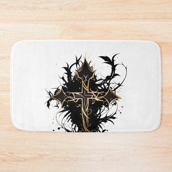 Item preview, Tribal Dark Gothic Cross with Gold Highlights designed and sold by ShadowAndSlate.