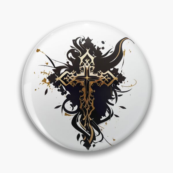 Item preview, Tribal Dark Gothic Gold Cross with Black Ink Background designed and sold by ShadowAndSlate.