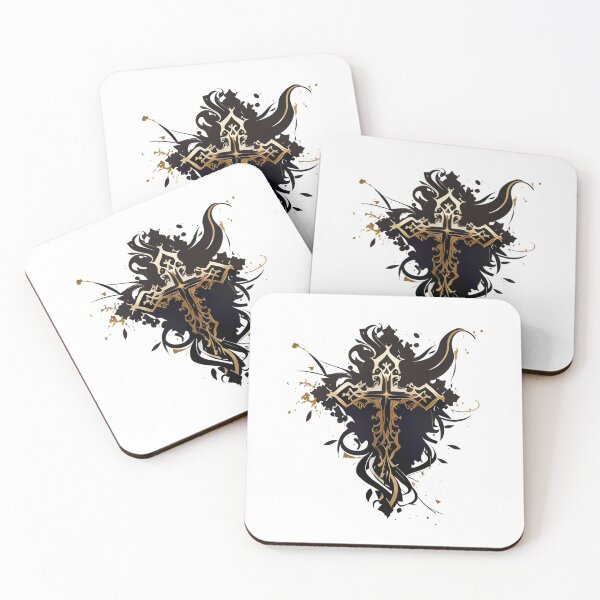 Item preview, Tribal Dark Gothic Gold Cross with Black Ink Background designed and sold by ShadowAndSlate.