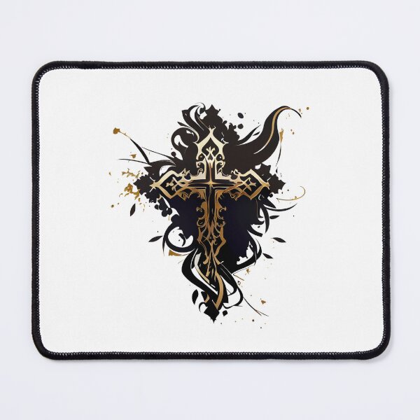 Item preview, Tribal Dark Gothic Gold Cross with Black Ink Background designed and sold by ShadowAndSlate.