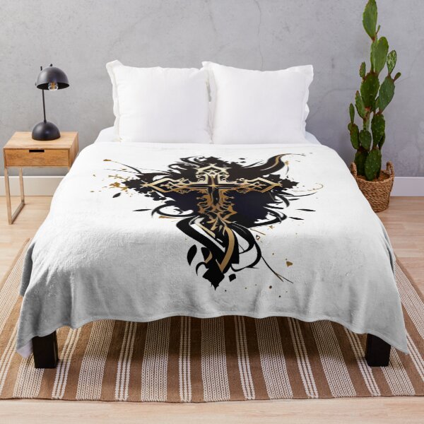 Item preview, Tribal Dark Gothic Gold Cross with Black Ink Background designed and sold by ShadowAndSlate.