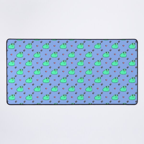 Item preview, Frog, Heart, and Fly Repeating Print (In Blue) designed and sold by Creepy-Cutesie.
