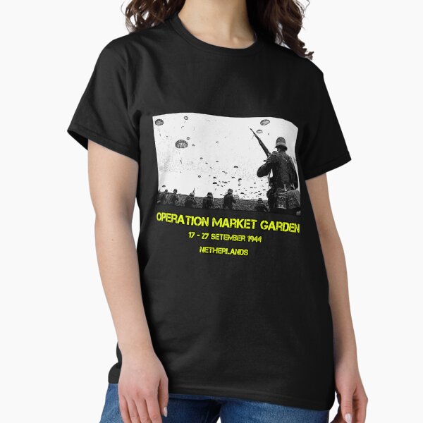 Vista previa del artículo con la obra «Operación Market Garden WW2», diseñado y vendido por ZuluHistoryTees.