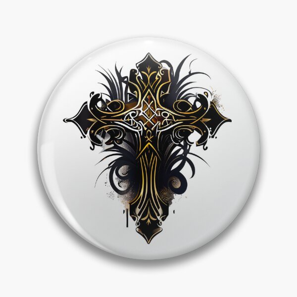 Artikelvorschau, Gold Gothic Gold Cross with Black Tribal Background entworfen und verkauft von ShadowAndSlate.