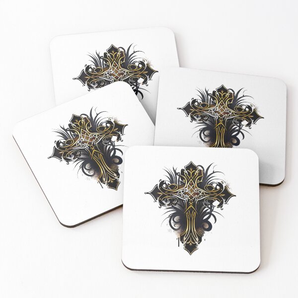 Item preview, Gold Gothic Gold Cross with Black Tribal Background designed and sold by ShadowAndSlate.