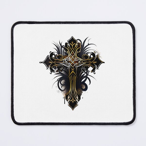 Item preview, Gold Gothic Gold Cross with Black Tribal Background designed and sold by ShadowAndSlate.