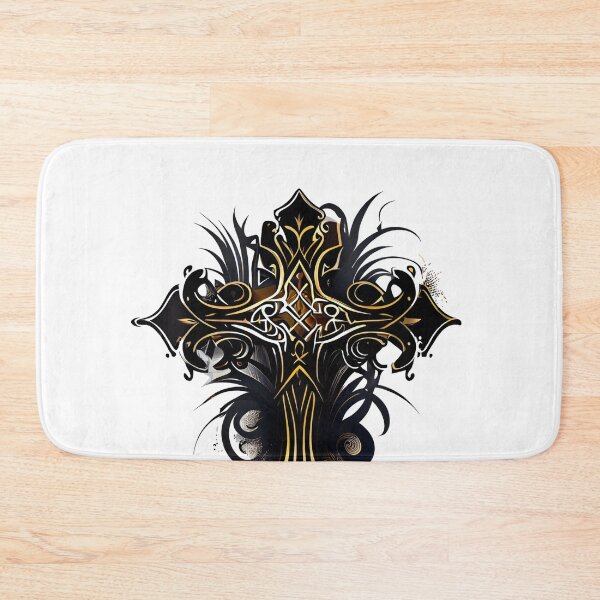 Item preview, Gold Gothic Gold Cross with Black Tribal Background designed and sold by ShadowAndSlate.