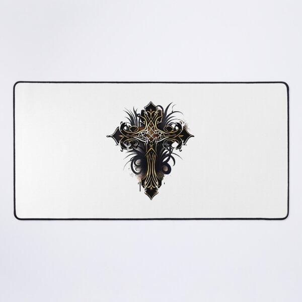 Item preview, Gold Gothic Gold Cross with Black Tribal Background designed and sold by ShadowAndSlate.