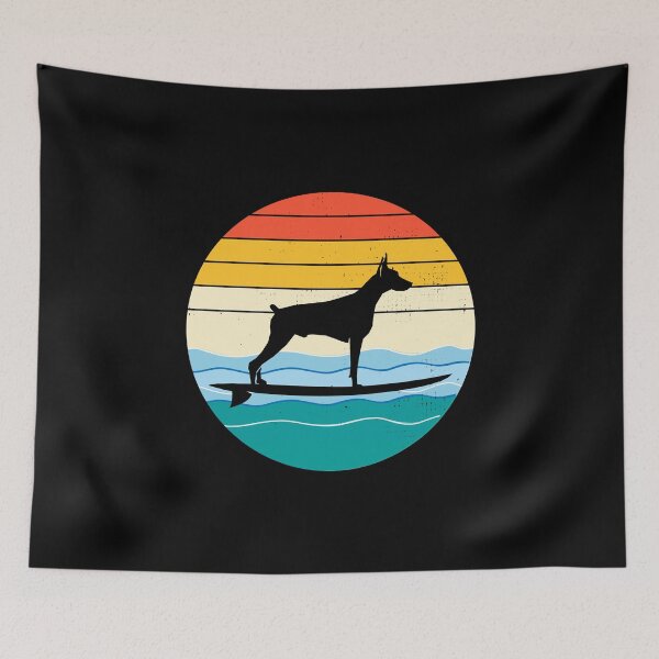 Item preview, Dobermann Owner Dog Surfing Sea Waves designed and sold by CuteDesigns1.