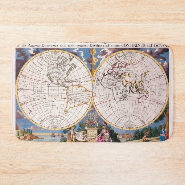 Item preview, Unlock the Secrets of Atlantis | Rare 1700 Engraved Double Hemisphere Map of the World designed and sold by Strad Digital ART.