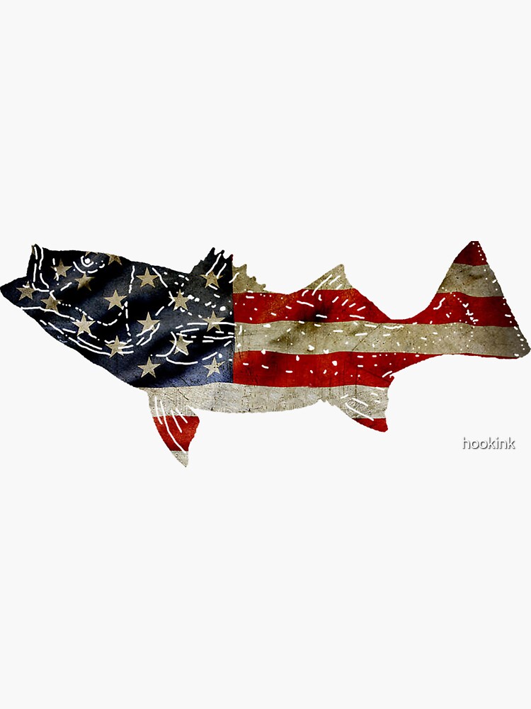 Stars and Stripes large mouth Bass Sticker for Sale by hookink