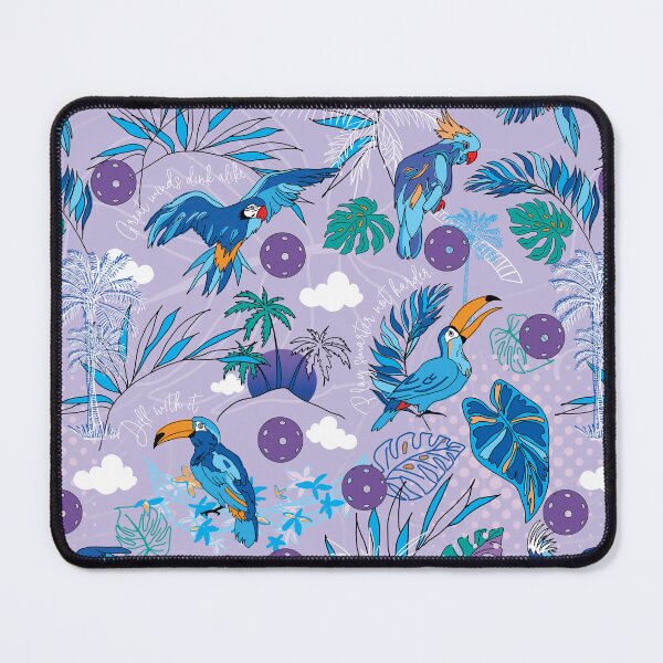 Item preview, Periwinkle pickleball with tropical birds designed and sold by EvieWoj.