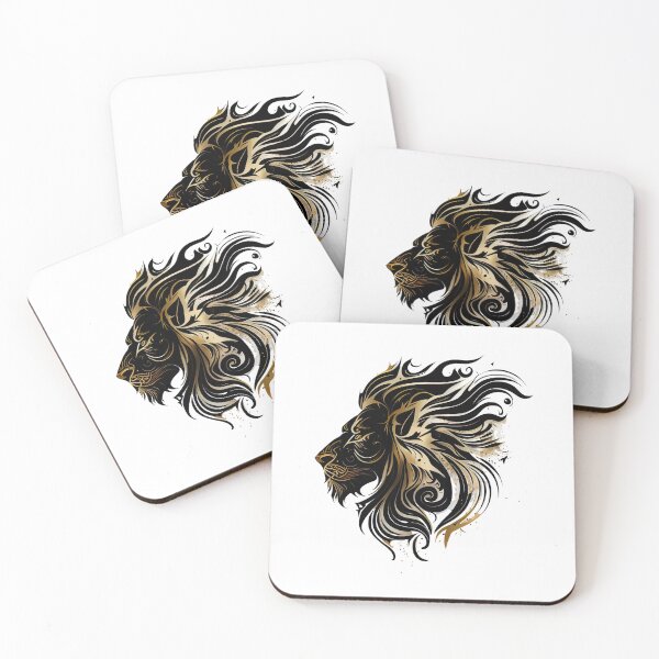 Item preview, Black and Gold Tribal Lion designed and sold by ShadowAndSlate.