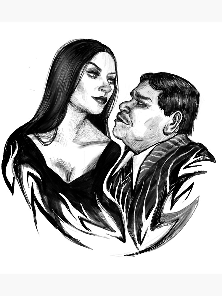 dessin de Morticia et Gomez