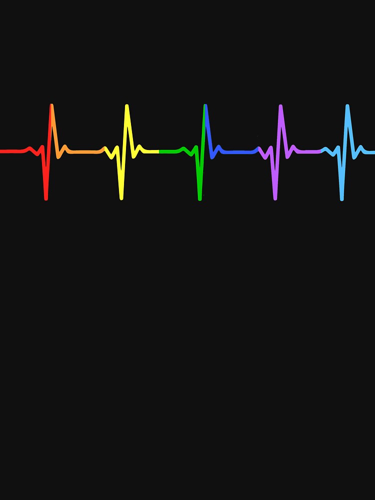 Thumbnail 7 of 7, Classic T-Shirt, Rainbow Pulse Hearbeat LGBT designed and sold by thingsandthings.