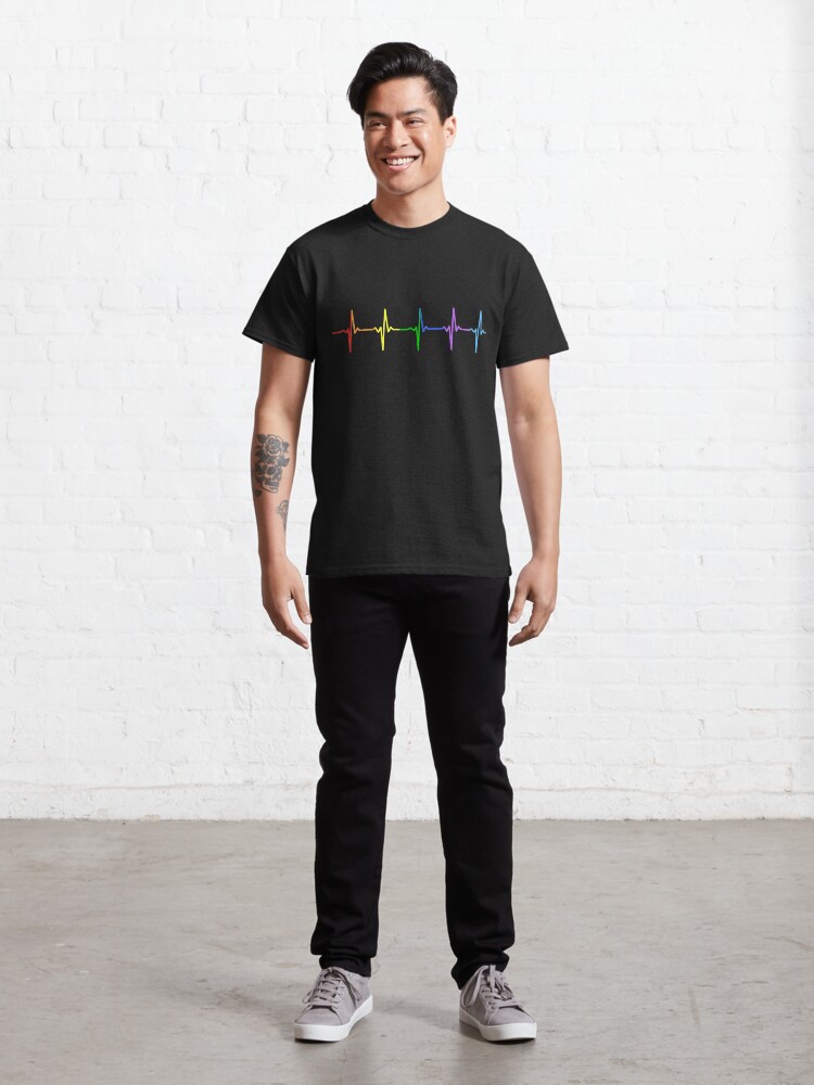 T-shirt classique ''Rainbow Pulse Hearbeat LGBT' : autre vue