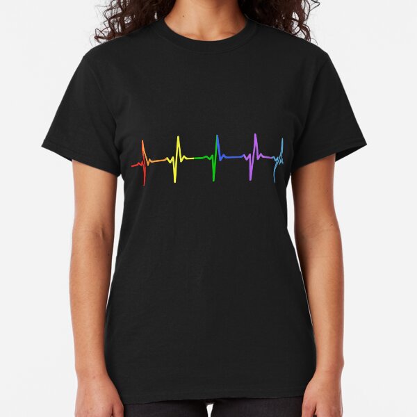 Rainbow Pulse Hearbeat LGBT Classic T-Shirt