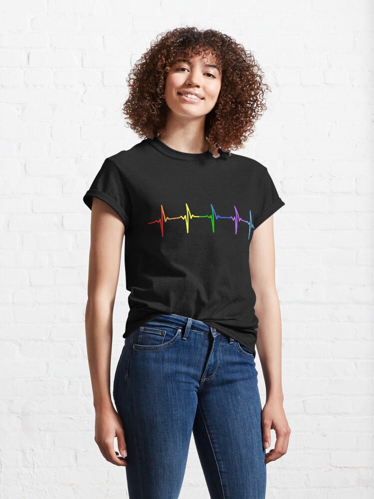 T-shirt classique ''Rainbow Pulse Hearbeat LGBT' : autre vue