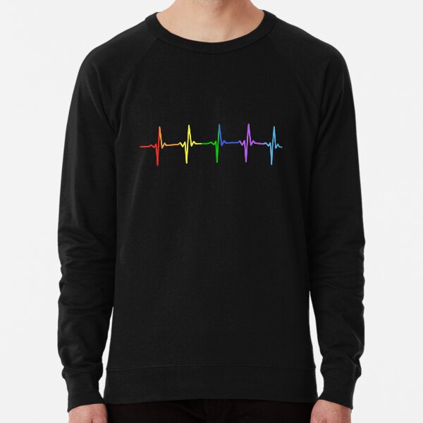 Rainbow Pulse Hearbeat LGBT Lightweight Sweatshirt