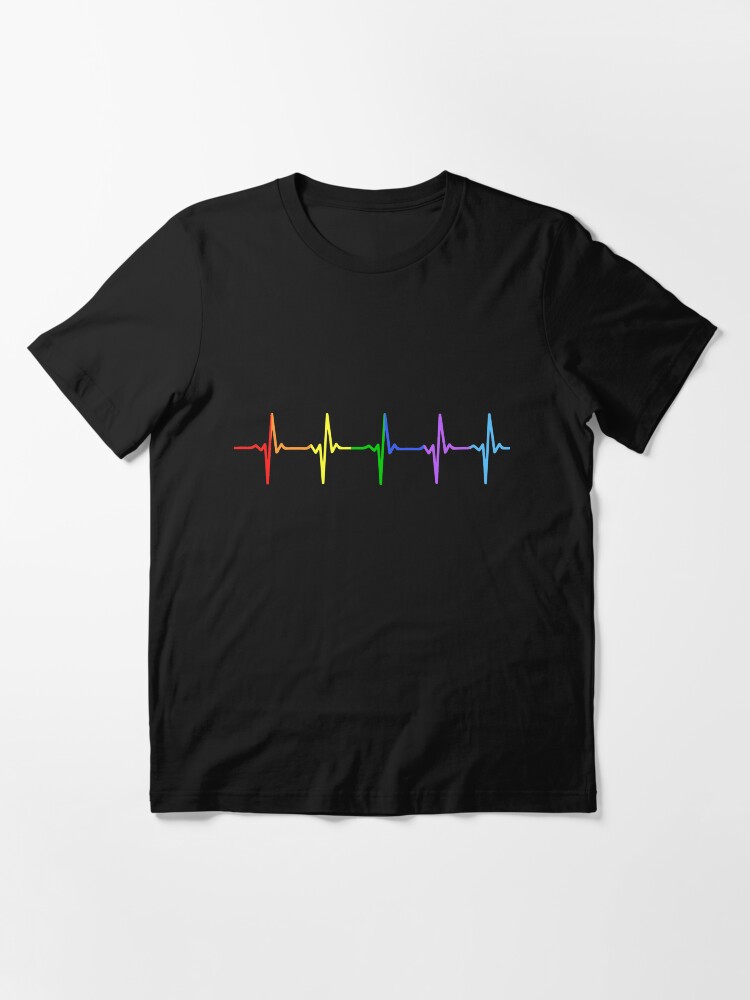 Alternate view of Rainbow Pulse Hearbeat LGBT Essential T-Shirt