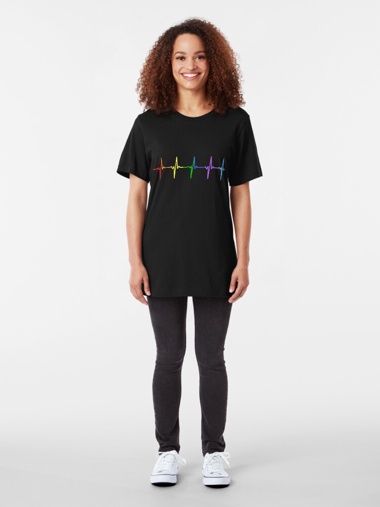 Alternative Ansicht von Regenbogen Puls Hearbeat LGBT Slim Fit T-Shirt
