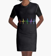 Rainbow Pulse Hearbeat LGBT Graphic T-Shirt Dress
