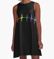 Rainbow Pulse Hearbeat LGBT A-Line Dress
