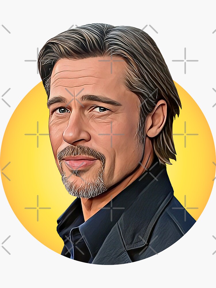 Brad Pitt Artwork - Hollywood Heartthrob Sticker for Sale by  CartoonStarsStd