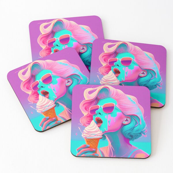Item preview, Vaporwave girl eating ice cream - Vaporwave aesthetic designed and sold by OzzyArts.