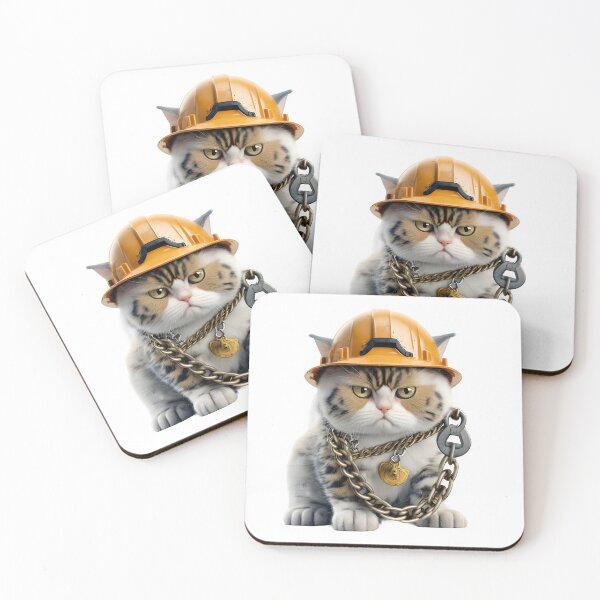 Item preview, Cat with hardhat and chain  designed and sold by Urban-Swaggz.