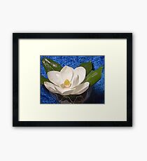 Magnolia on Blue Framed Print