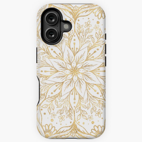 Aperçu de l'œuvre Design élégant de mandala de fleur d'or blanc créée et vendue par NdesignTrend.