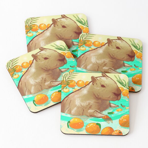 Item preview, Capybara in a hot spring with oranges designed and sold by CatPaintStore.